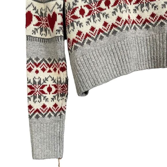 NWT Kaisley Nordic Valentines Heart Print Wool Blend Pom Pom Hooded Sherpa Lined - Picture 4 of 8